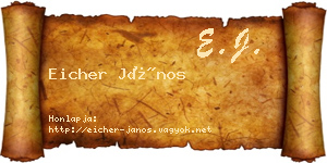 Eicher János névjegykártya